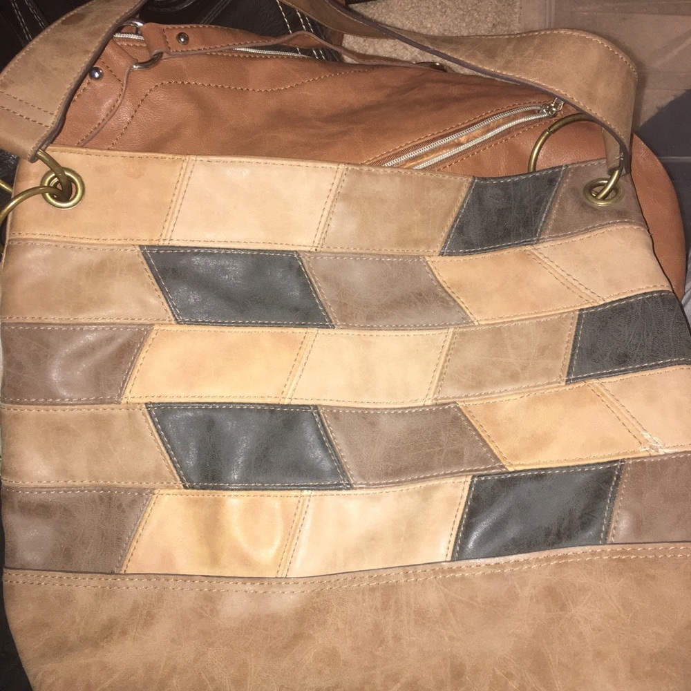 American Eagle Brown Leather Patchwork Bag - image 2